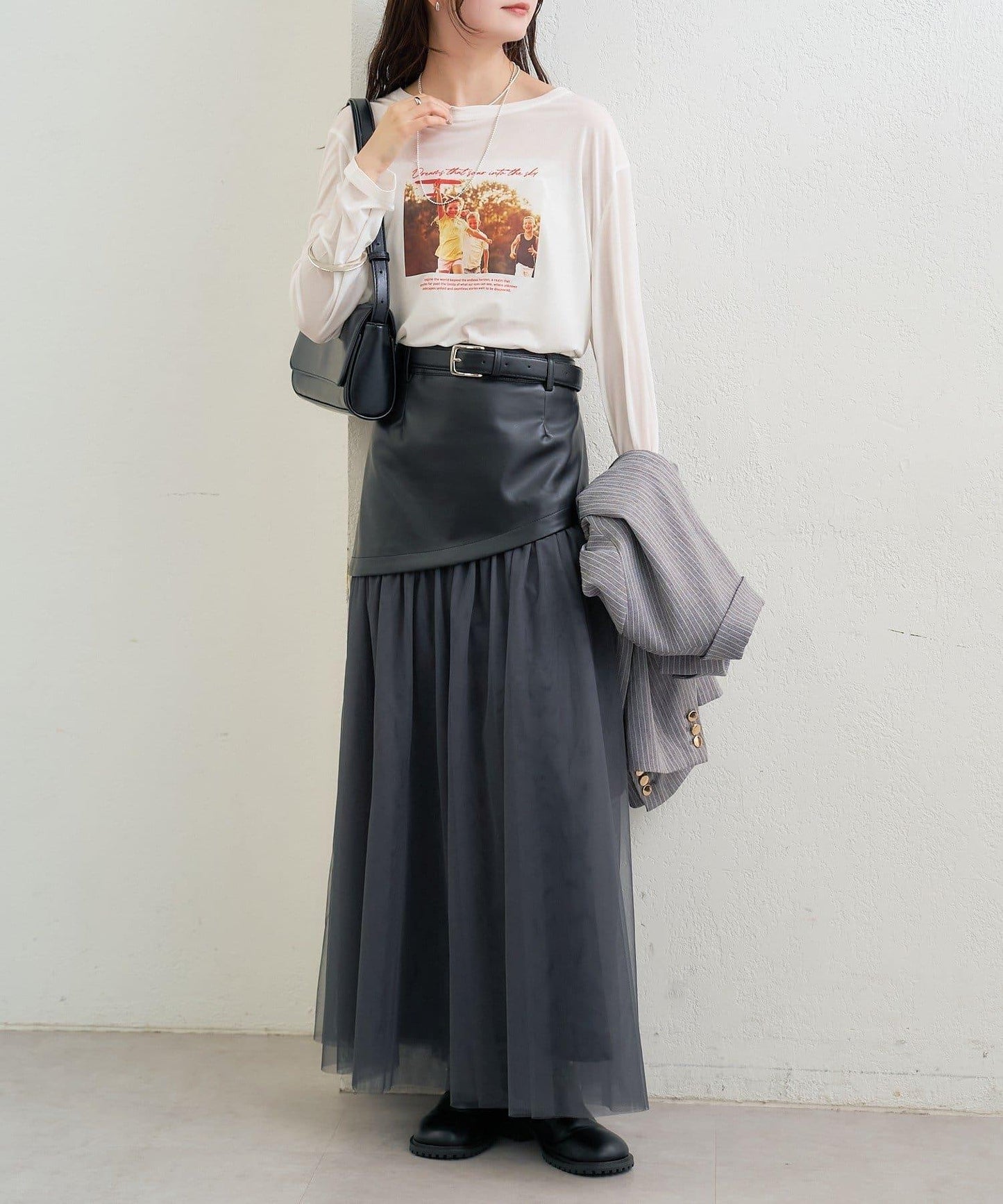 拼接網紗半身裙