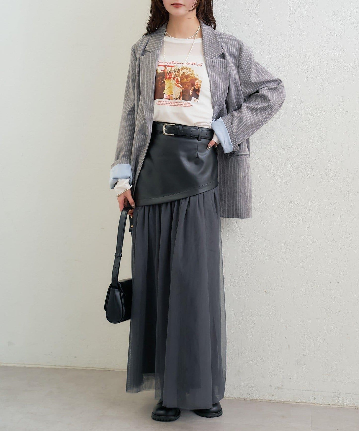 拼接網紗半身裙