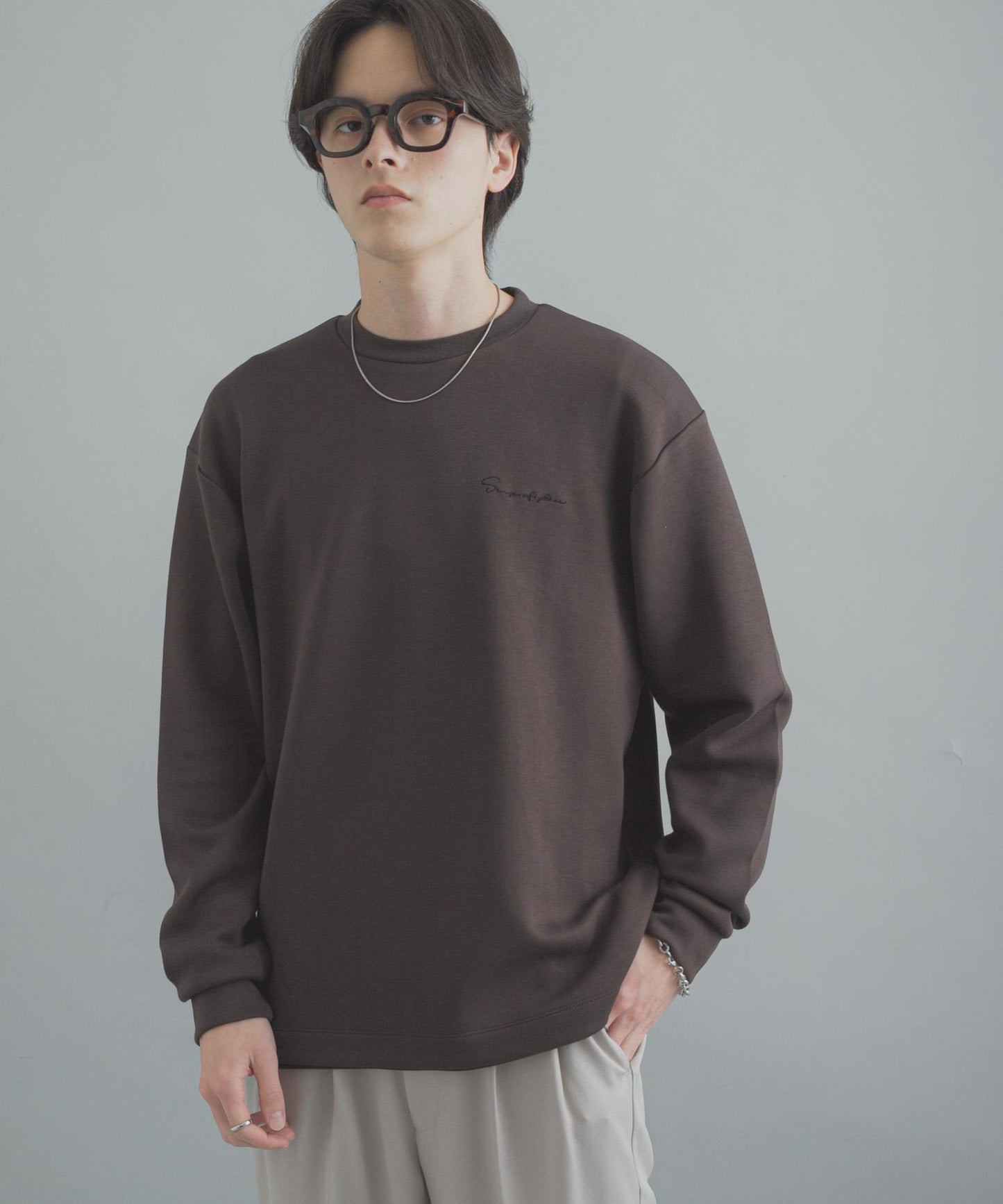 部分色 刺繡加厚長袖T恤
