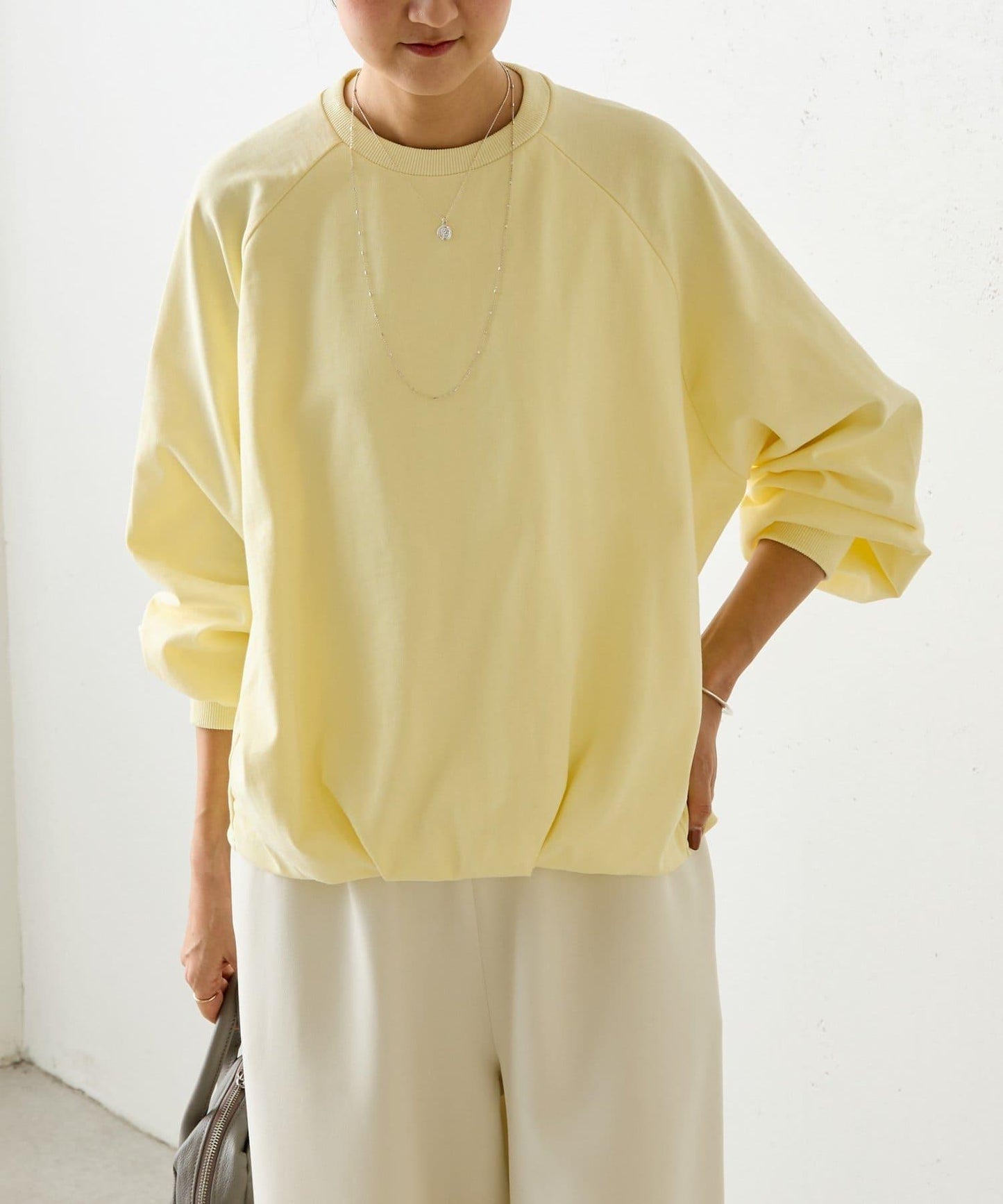 棉質下襬泡泡袖套頭衫