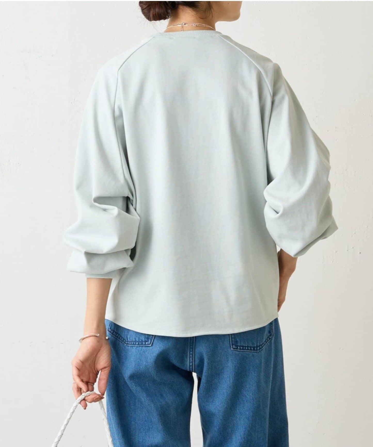 棉質下襬泡泡袖套頭衫