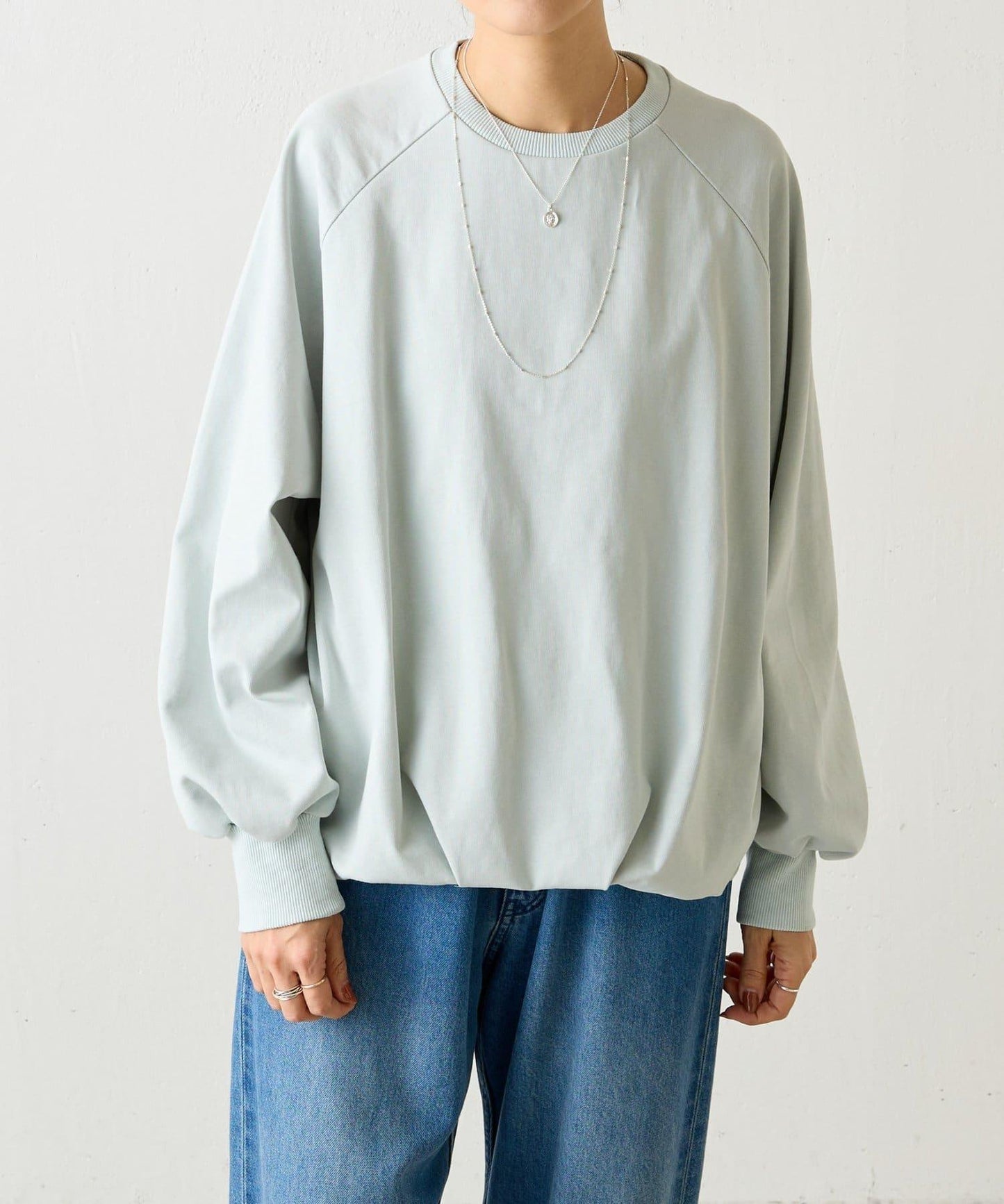 棉質下襬泡泡袖套頭衫