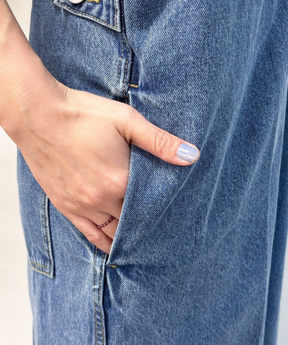 深V牛仔揹帶褲