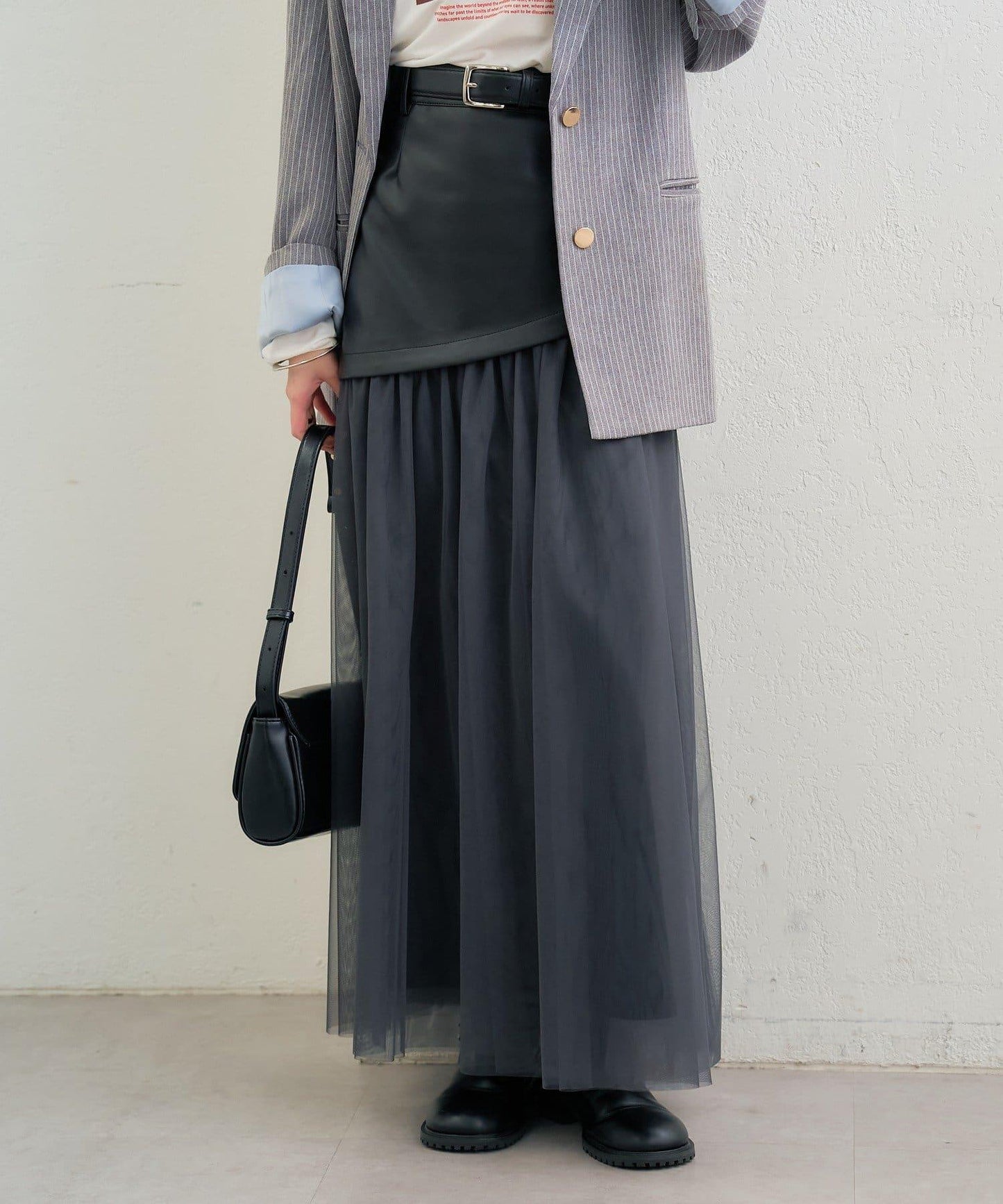 拼接網紗半身裙