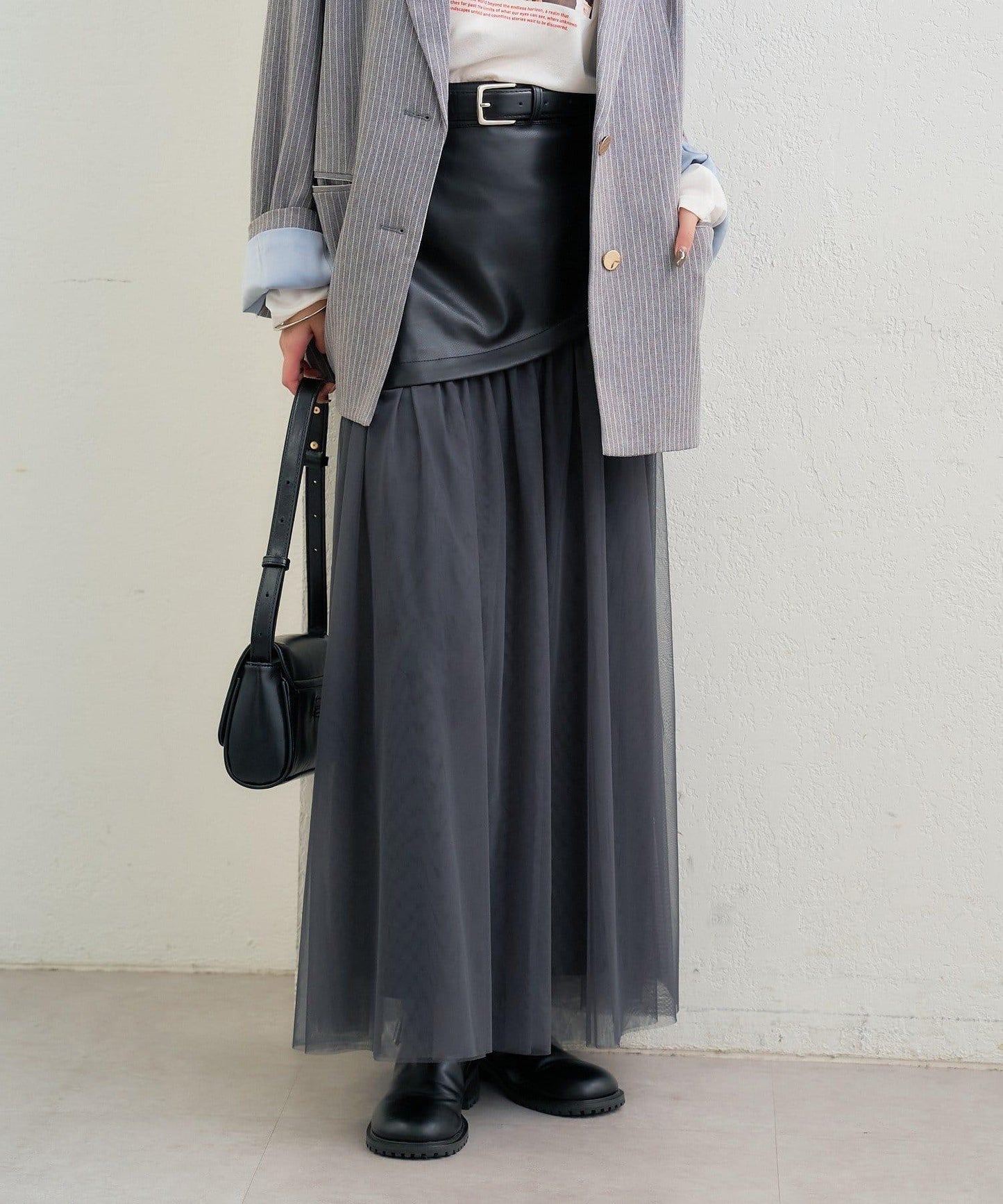 拼接網紗半身裙