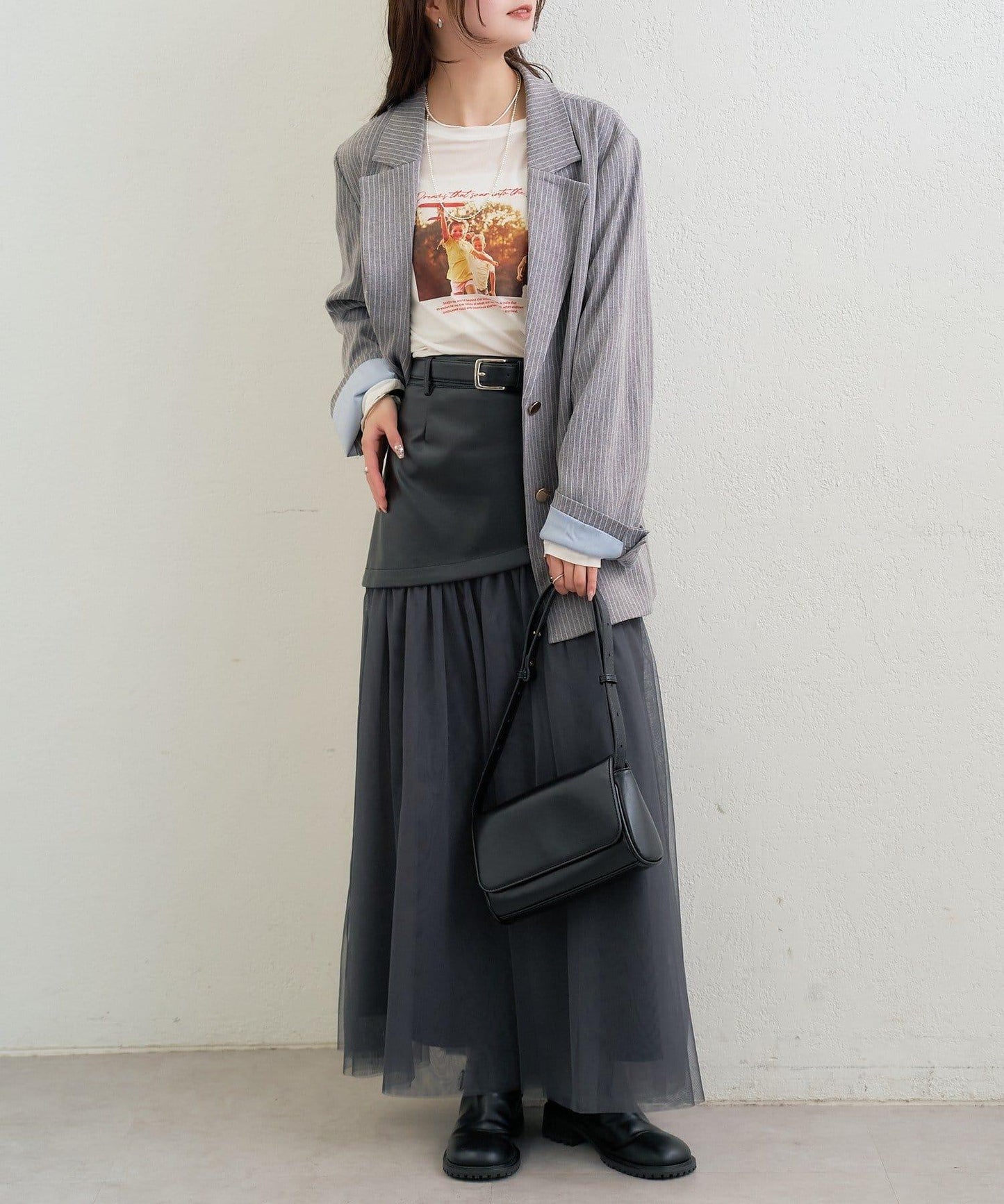 拼接網紗半身裙