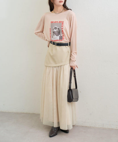 拼接網紗半身裙