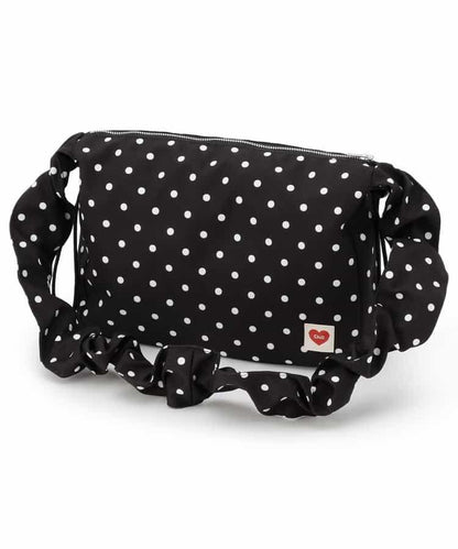 褶皺波點單肩包