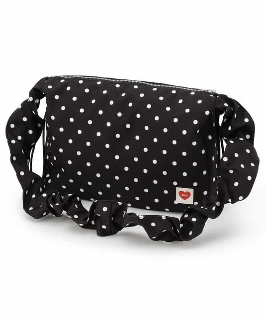 褶皺波點單肩包