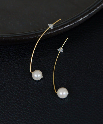 貝殼珍珠線條耳鉤耳環