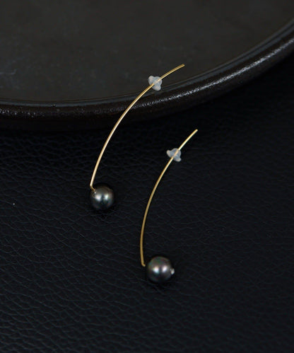 貝殼珍珠線條耳鉤耳環