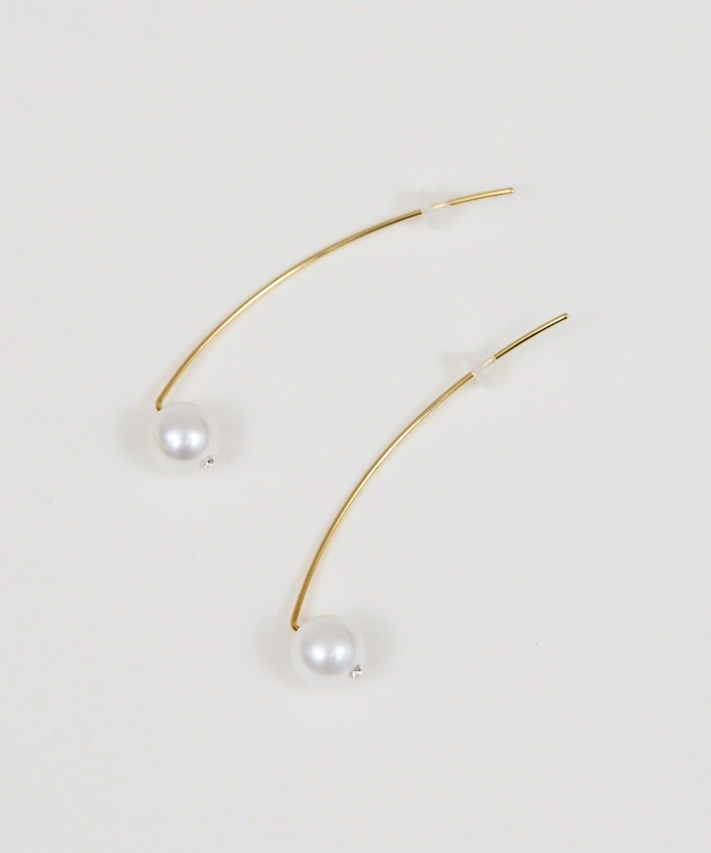 貝殼珍珠線條耳鉤耳環