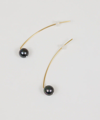 貝殼珍珠線條耳鉤耳環