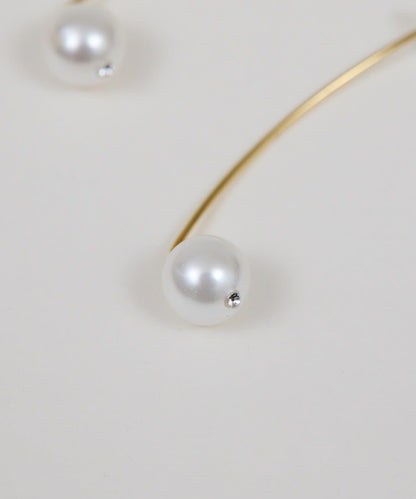 貝殼珍珠線條耳鉤耳環