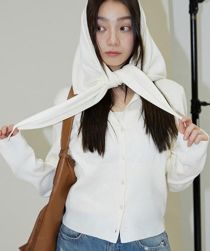 圍巾套裝 圓領 針織開衫