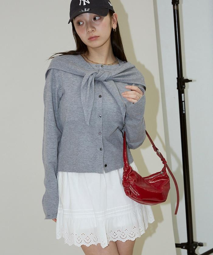 圍巾套裝 圓領 針織開衫