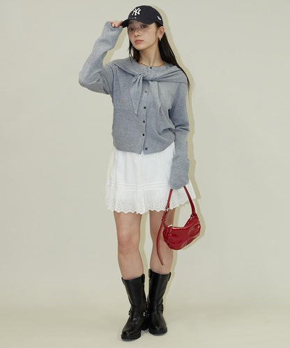 圍巾套裝 圓領 針織開衫