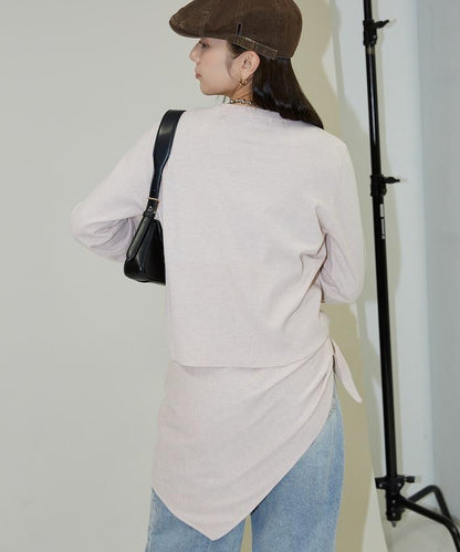 圍巾套裝 圓領 針織開衫