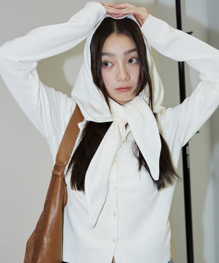 圍巾套裝 圓領 針織開衫