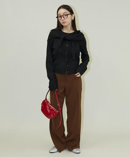 圍巾套裝 圓領 針織開衫