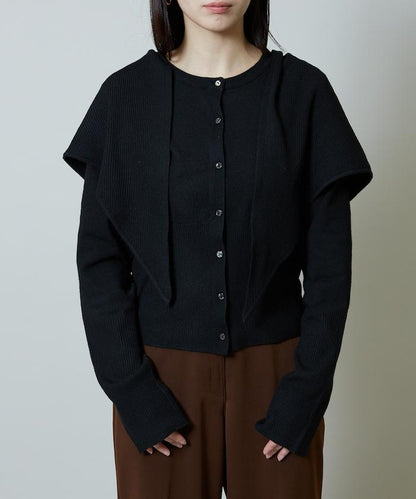 圍巾套裝 圓領 針織開衫