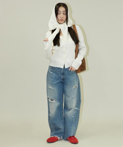 圍巾套裝 圓領 針織開衫