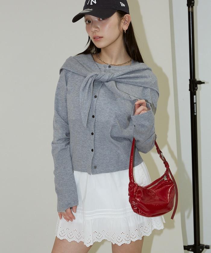 圍巾套裝 圓領 針織開衫