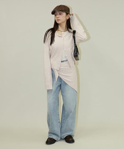 圍巾套裝 圓領 針織開衫