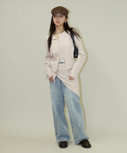 圍巾套裝 圓領 針織開衫