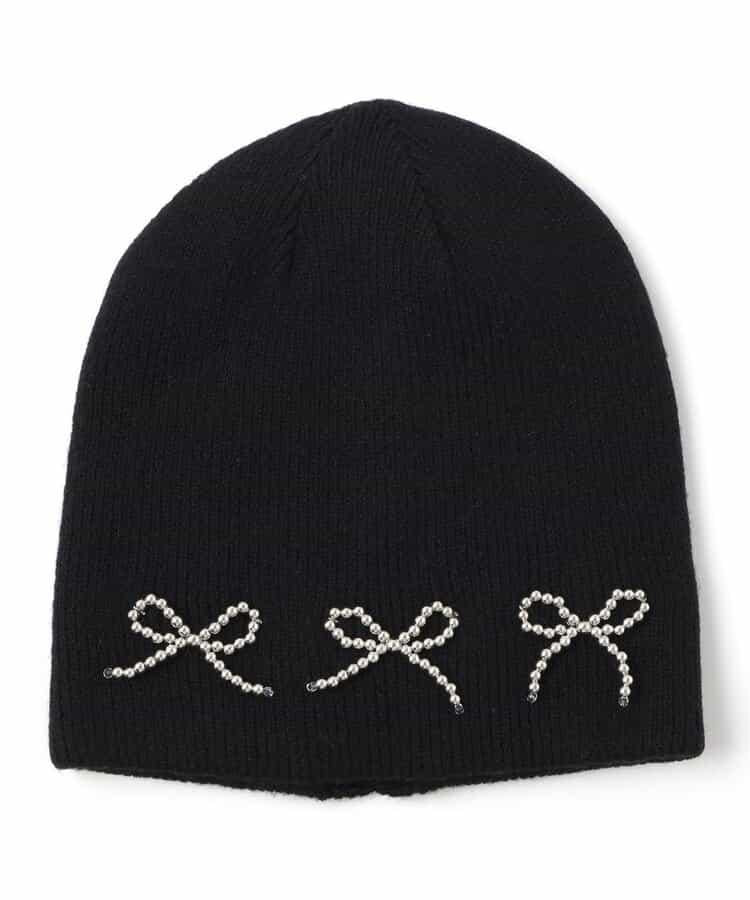 金屬蝴蝶結裝飾 針織帽