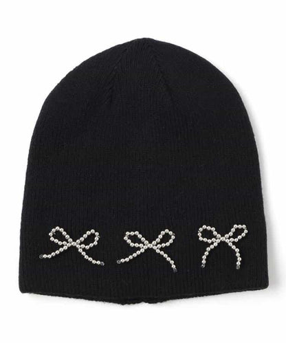 金屬蝴蝶結裝飾 針織帽