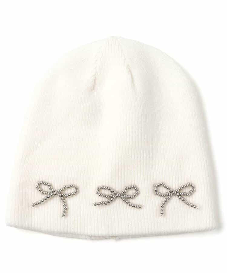 金屬蝴蝶結裝飾 針織帽