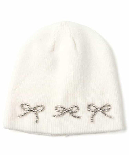 金屬蝴蝶結裝飾 針織帽