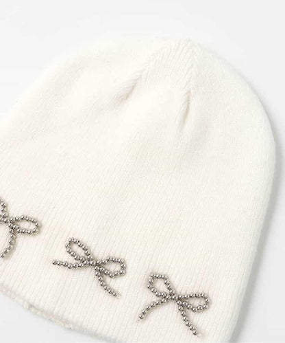 金屬蝴蝶結裝飾 針織帽