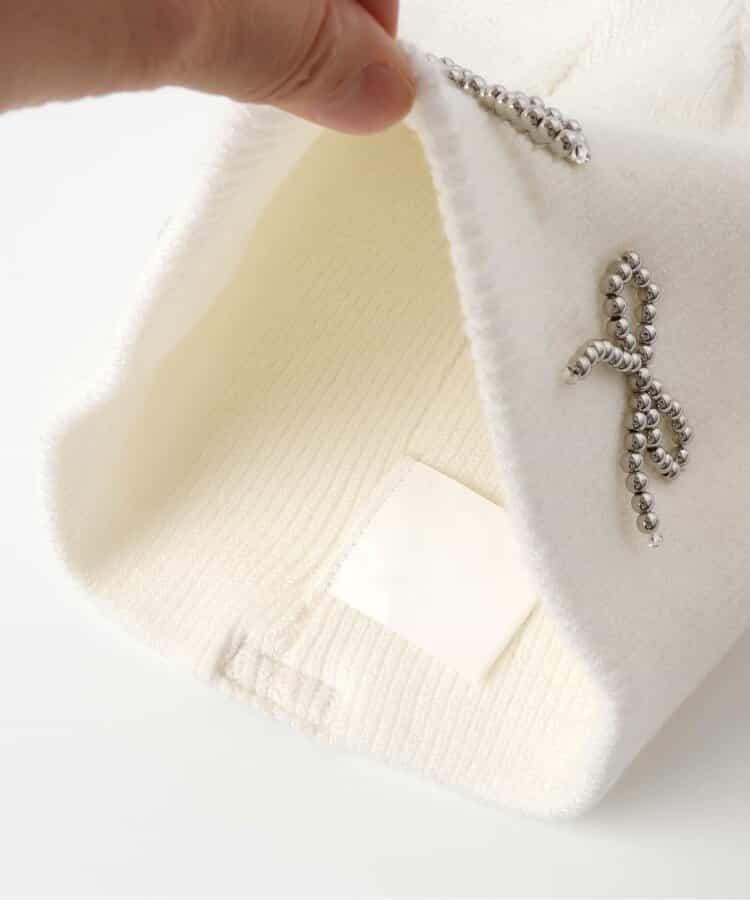 金屬蝴蝶結裝飾 針織帽