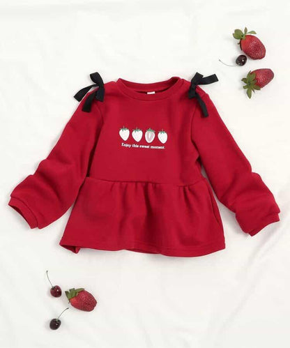 肩部蝴蝶結荷葉下襬衛衣