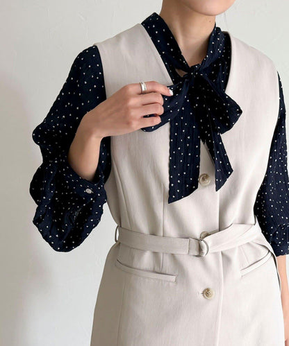 心形波點 蝴蝶結設計 襯衫
