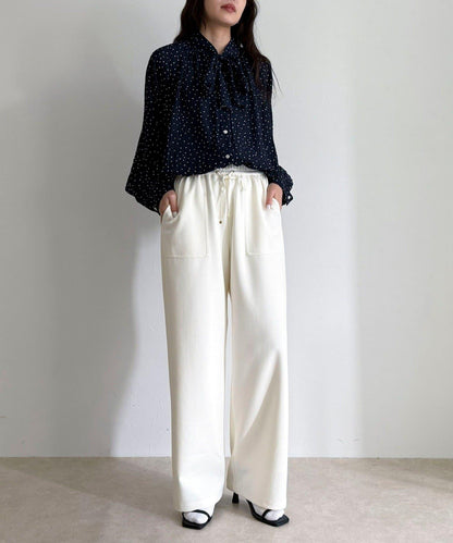 彈力針織 鬆緊腰 前貼袋 工裝褲