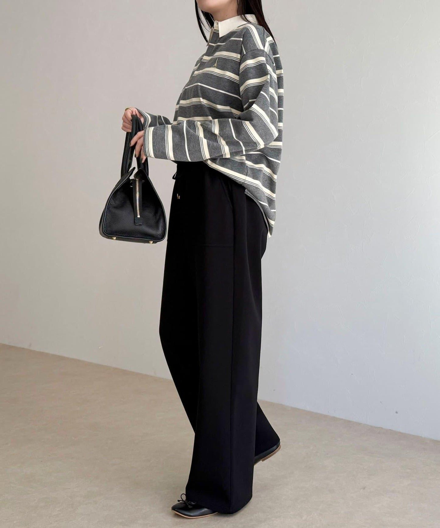 彈力針織 鬆緊腰 前貼袋 工裝褲