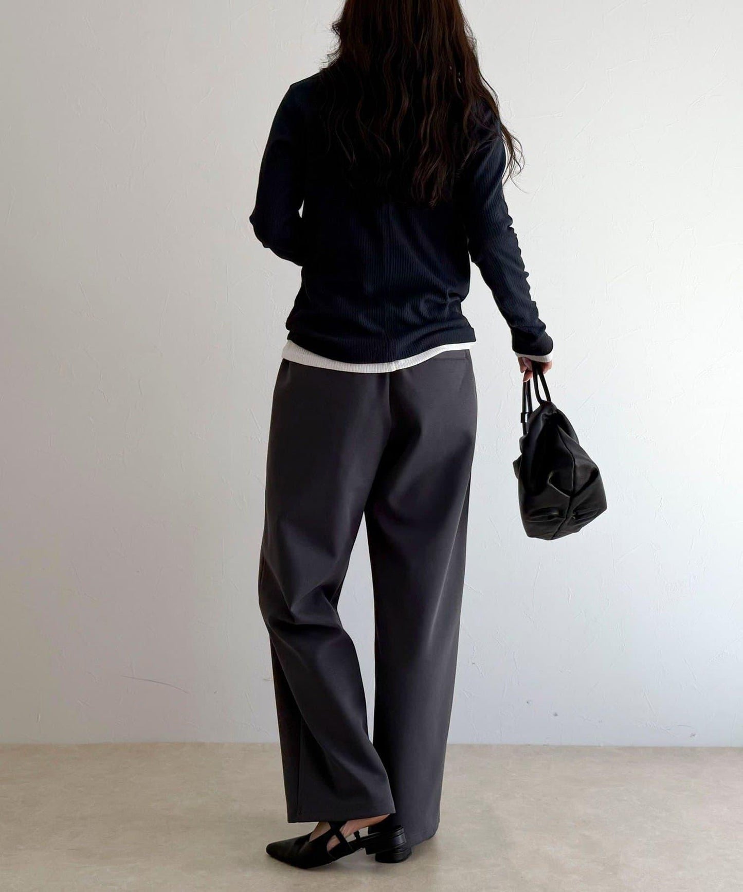 彈力針織 鬆緊腰 前貼袋 工裝褲