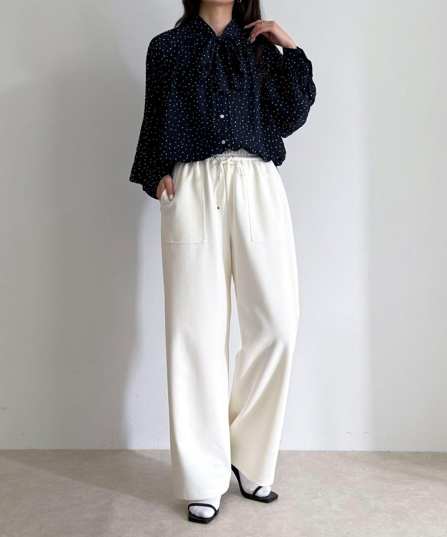 彈力針織 鬆緊腰 前貼袋 工裝褲