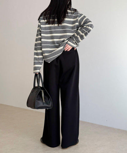 彈力針織 鬆緊腰 前貼袋 工裝褲