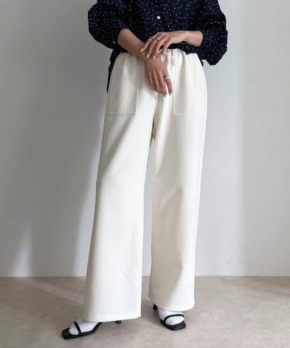 彈力針織 鬆緊腰 前貼袋 工裝褲