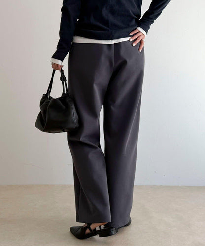 彈力針織 鬆緊腰 前貼袋 工裝褲