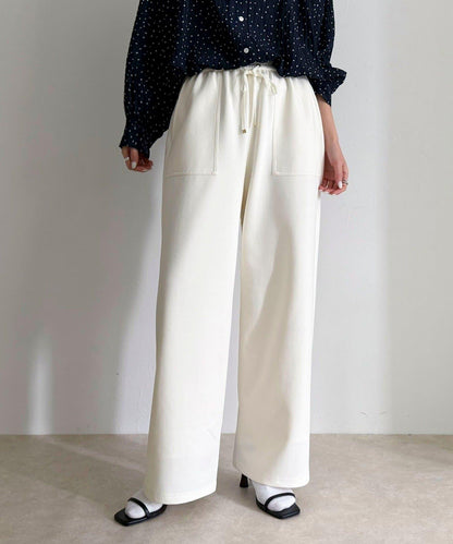 彈力針織 鬆緊腰 前貼袋 工裝褲