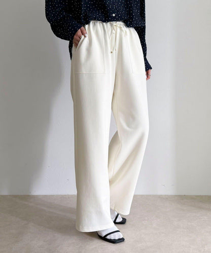 彈力針織 鬆緊腰 前貼袋 工裝褲