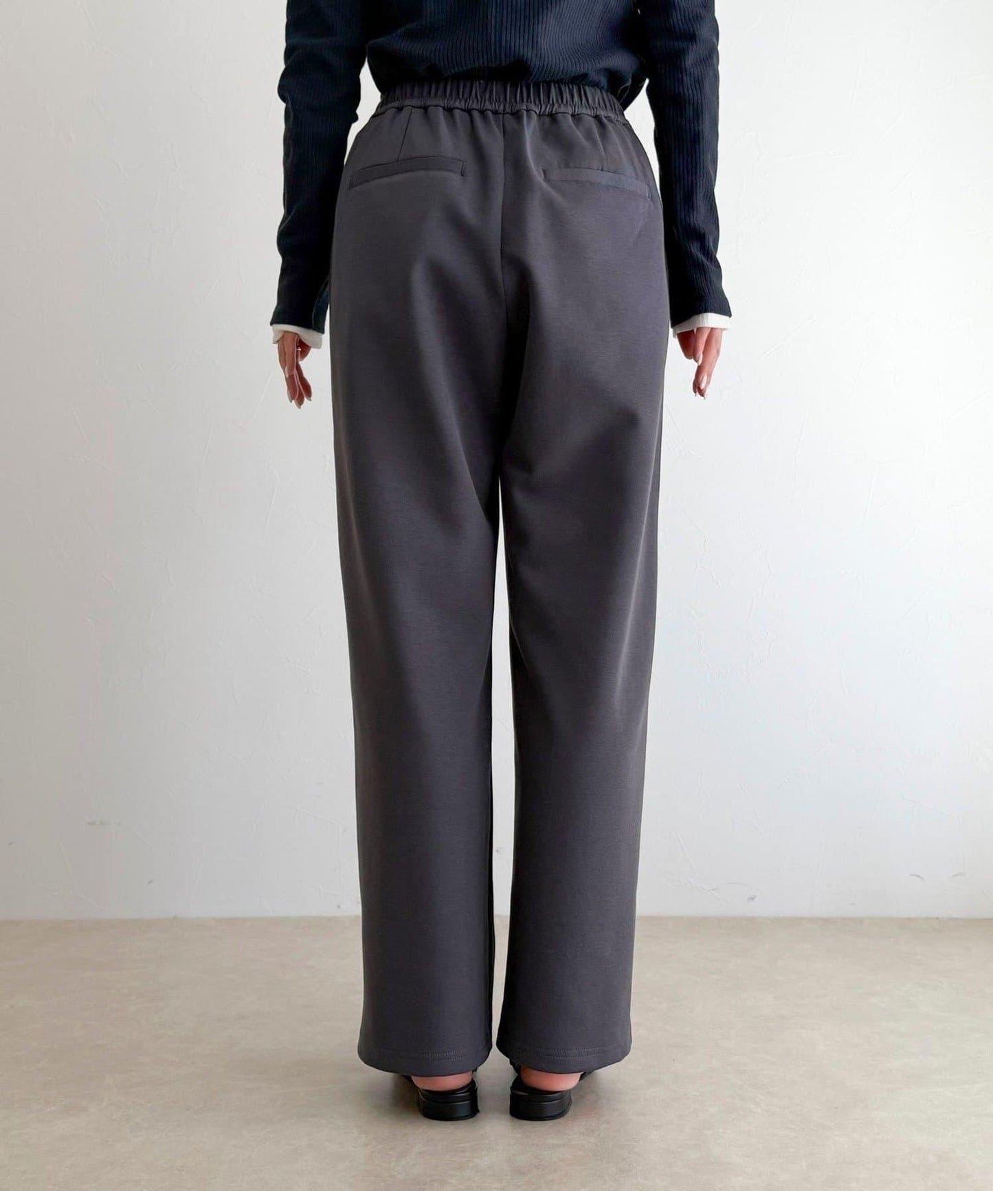 彈力針織 鬆緊腰 前貼袋 工裝褲