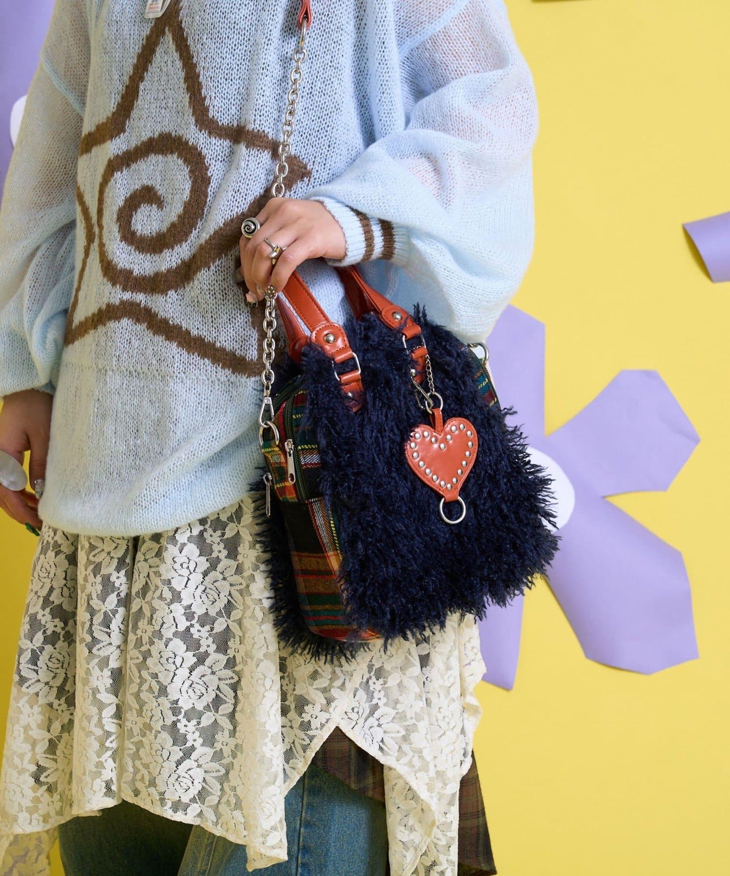 Me+Me 心形吊墜裝飾 毛絨 波士頓包