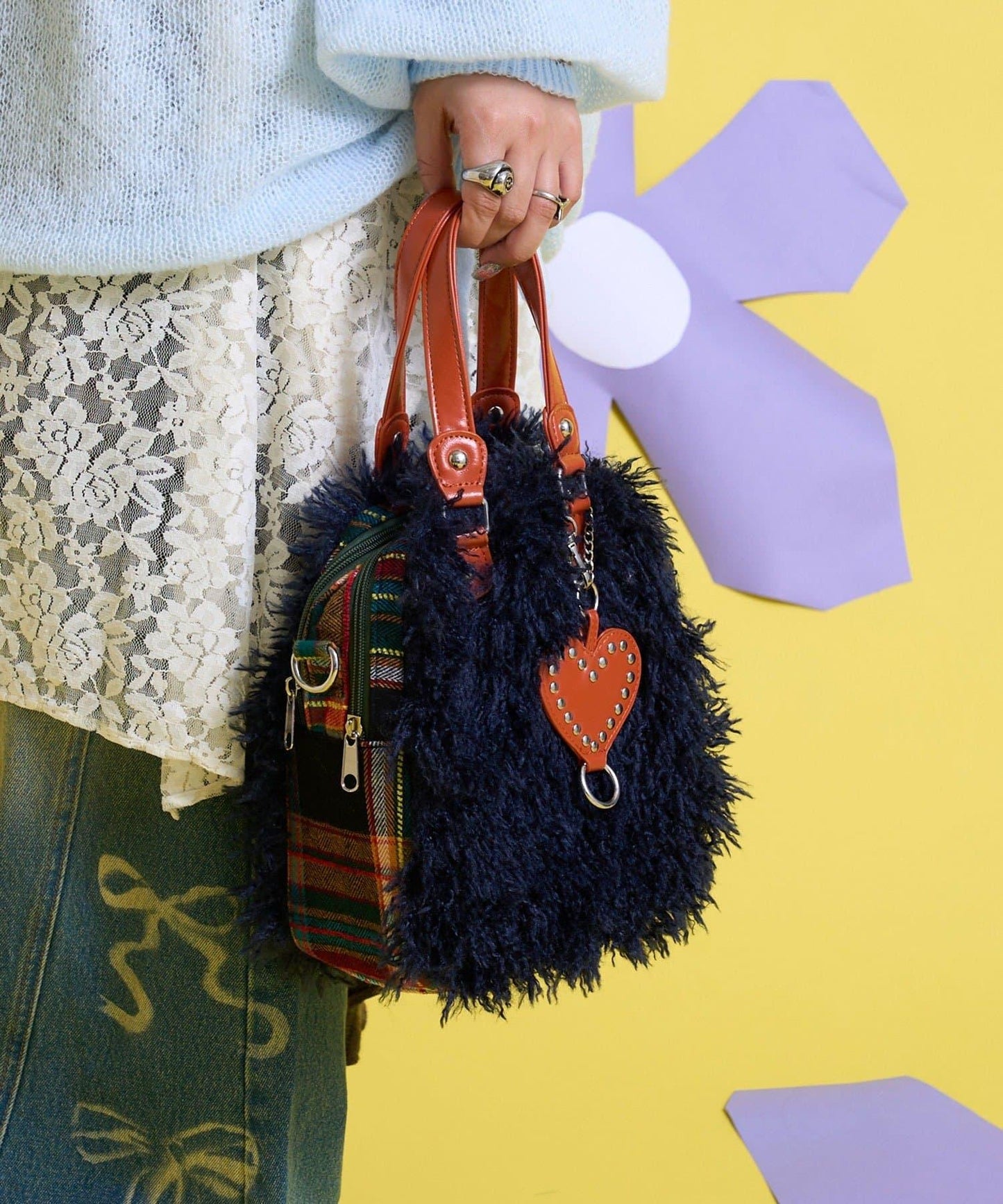 Me+Me 心形吊墜裝飾 毛絨 波士頓包