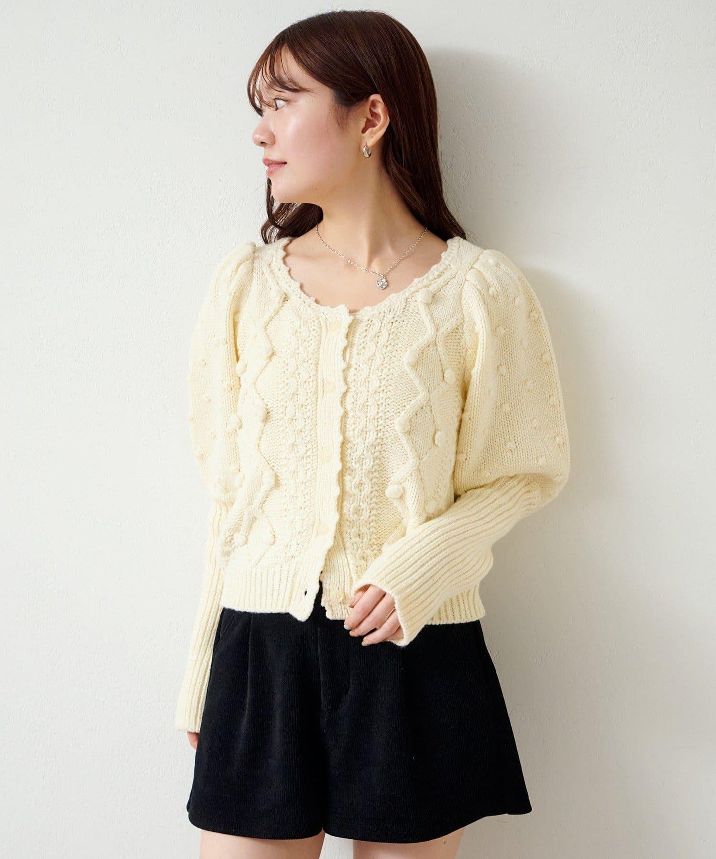 毛球裝飾 針織開衫